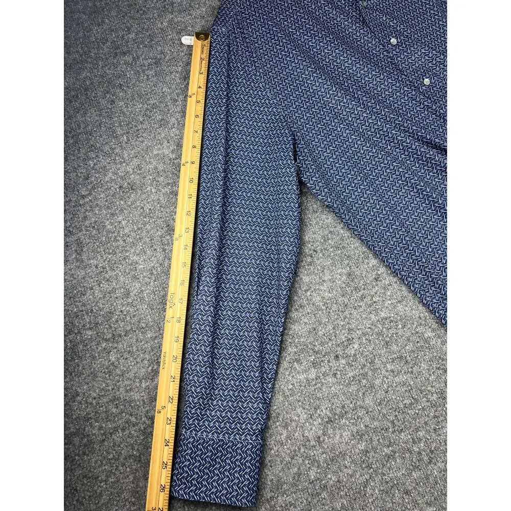 Kenneth Cole Reaction Mens Blue XL White Check Button-Down Dress Shirt #852